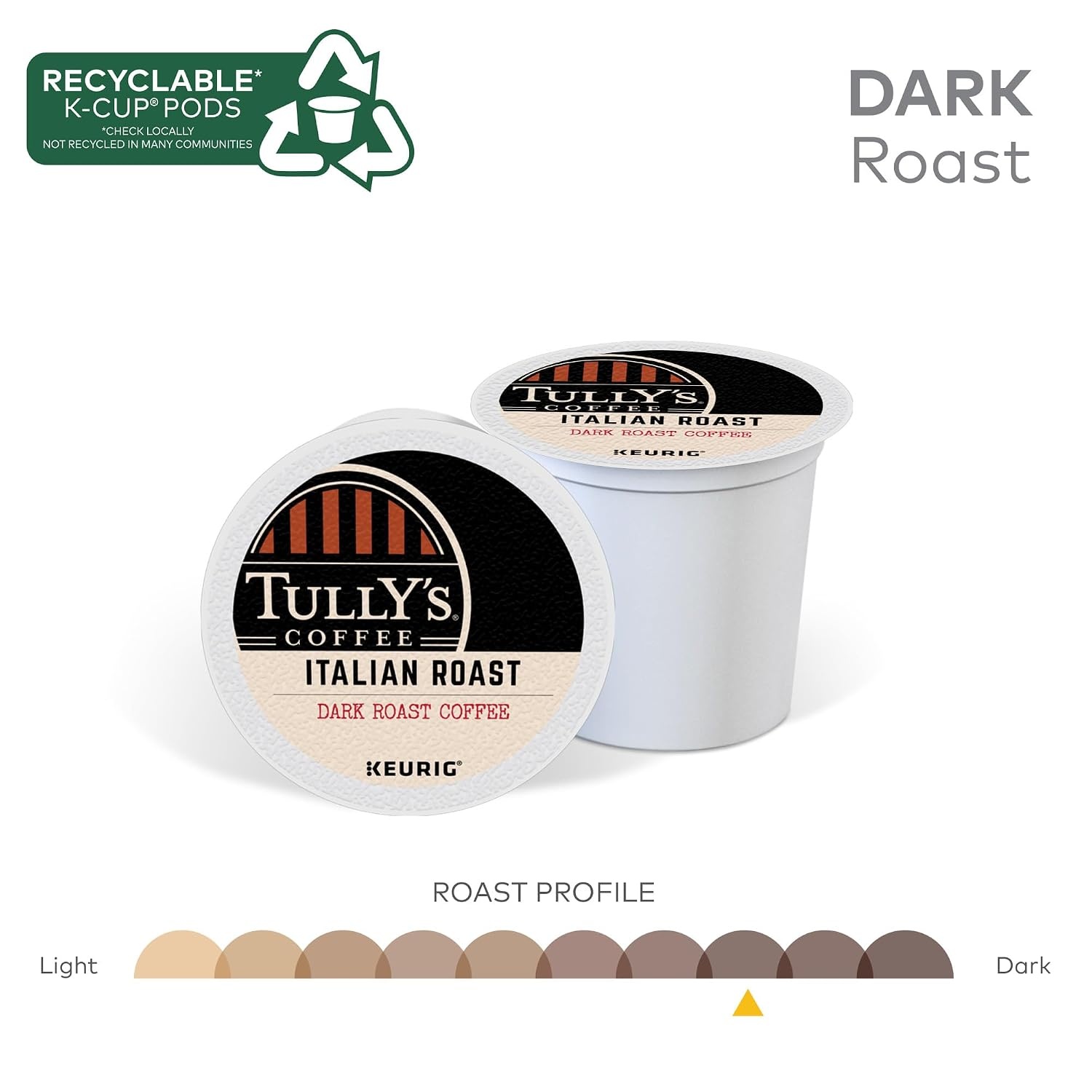 image:imageTullys Coffee French Roast Decaf Keurig SingleServe KCup Pods Dark Roast 96 CountItalian Roast