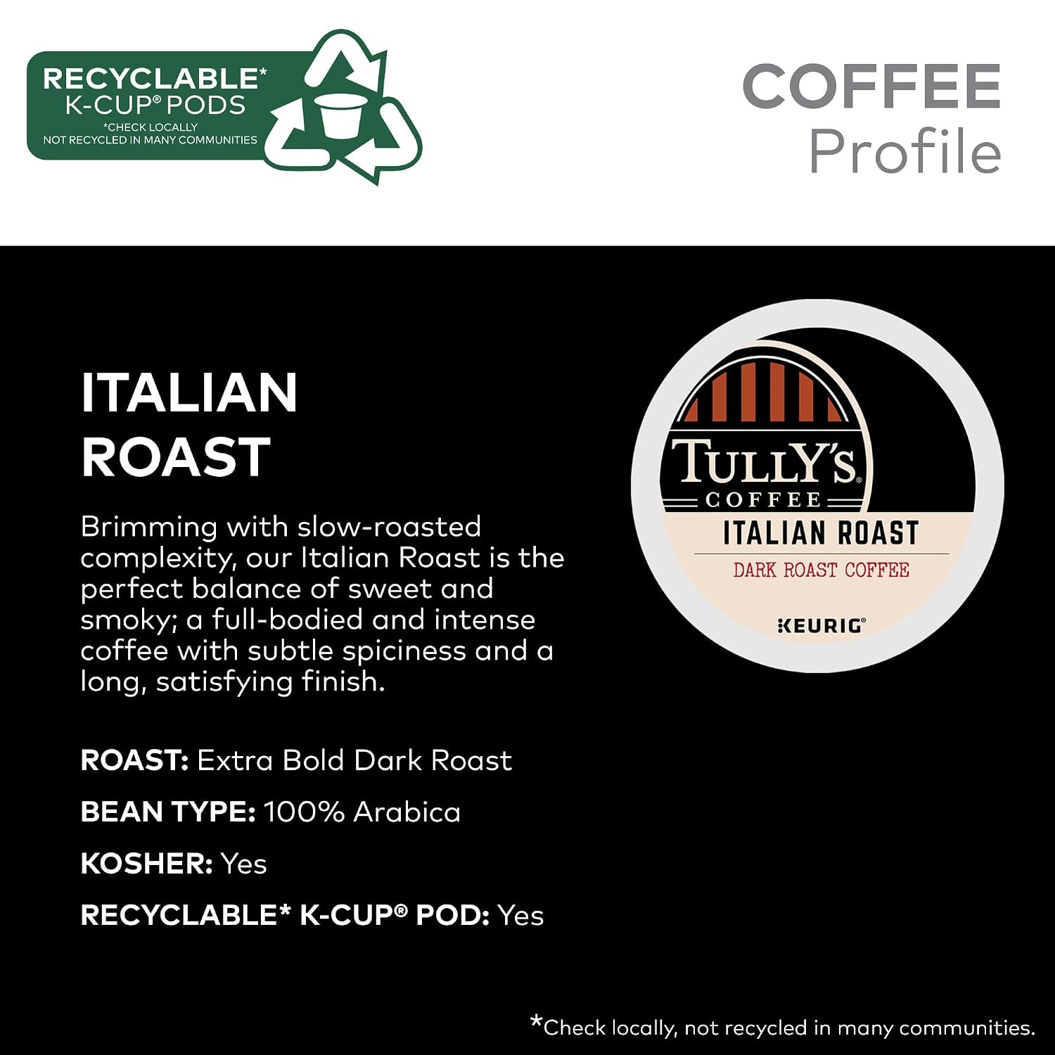 image:imageTullys Coffee French Roast Decaf Keurig SingleServe KCup Pods Dark Roast 96 CountItalian Roast