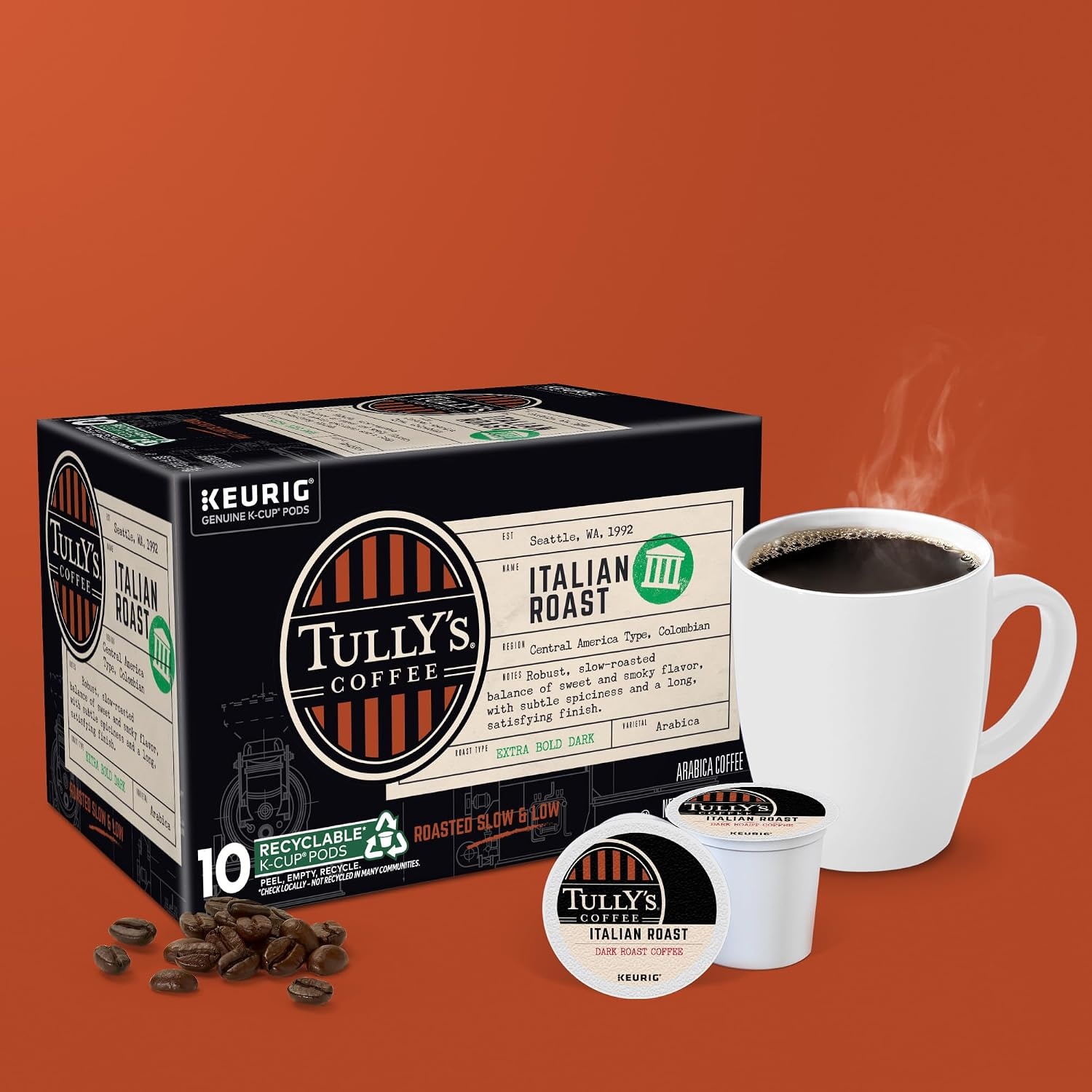 image:imageTullys Coffee French Roast Decaf Keurig SingleServe KCup Pods Dark Roast 96 CountItalian Roast