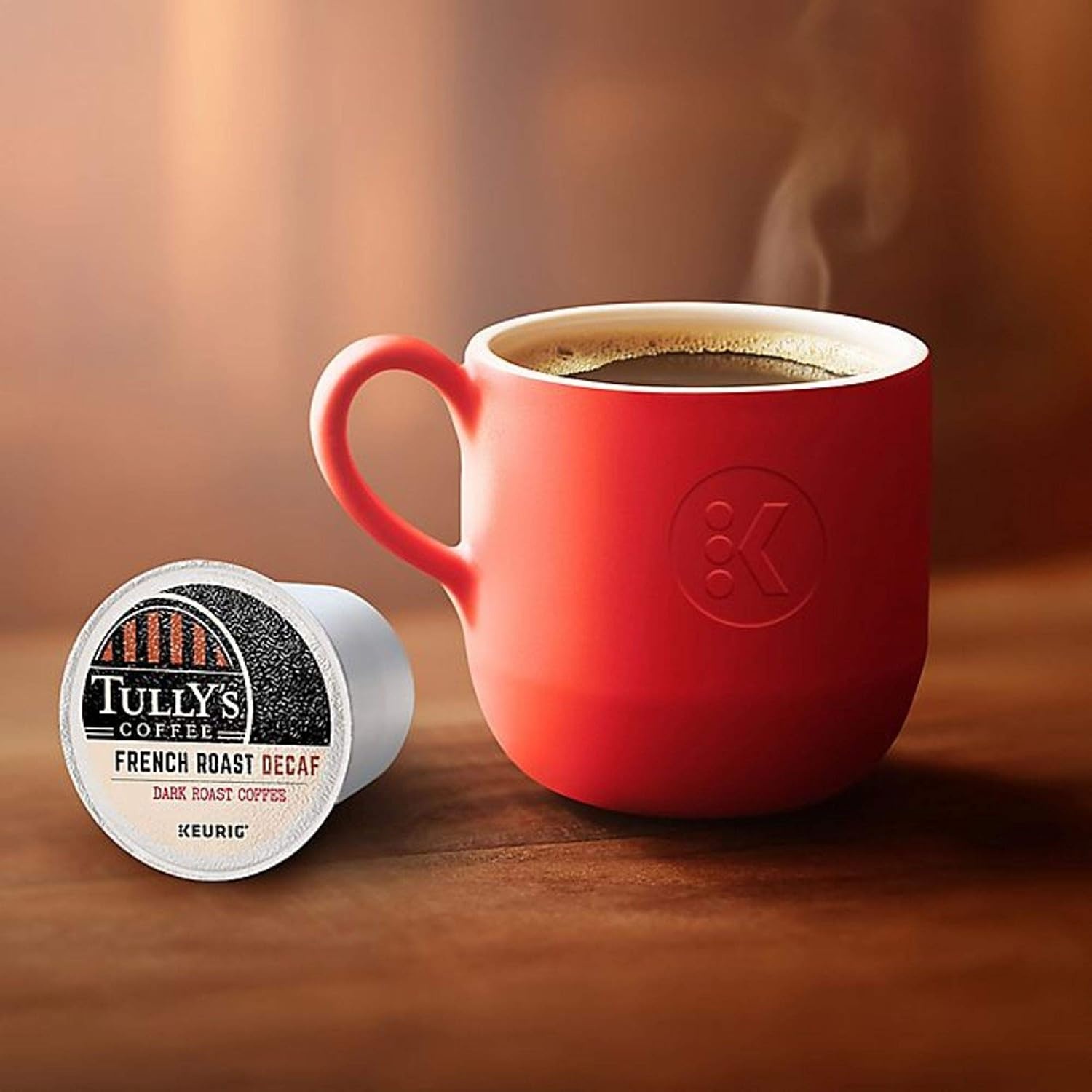 image:imageTullys Coffee Italian Roast Keurig SingleServe KCup Pods Dark Roast Coffee 96 CountDecaf French Roast