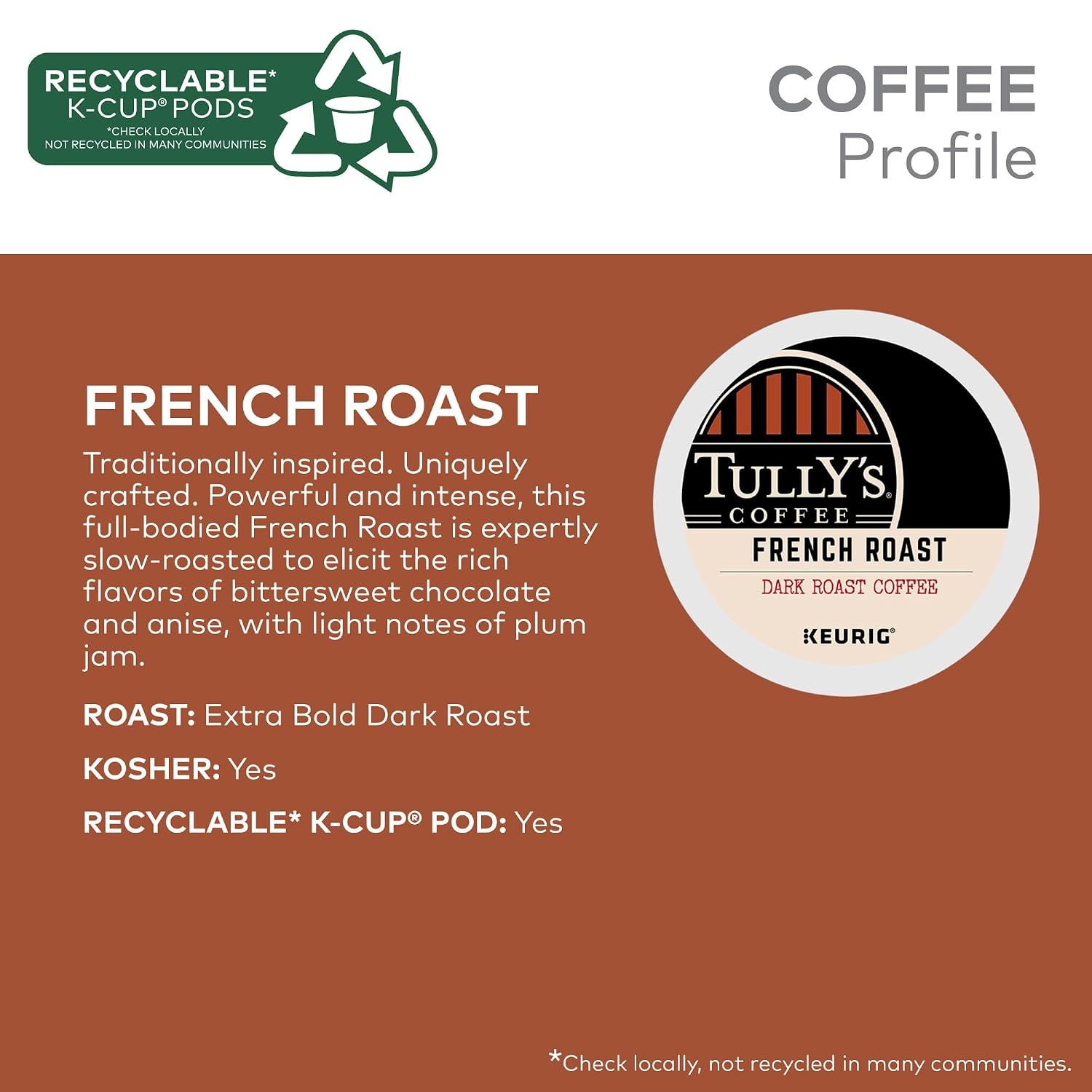 image:imageTullys Coffee Italian Roast Keurig SingleServe KCup Pods Dark Roast Coffee 96 CountFrench Roast