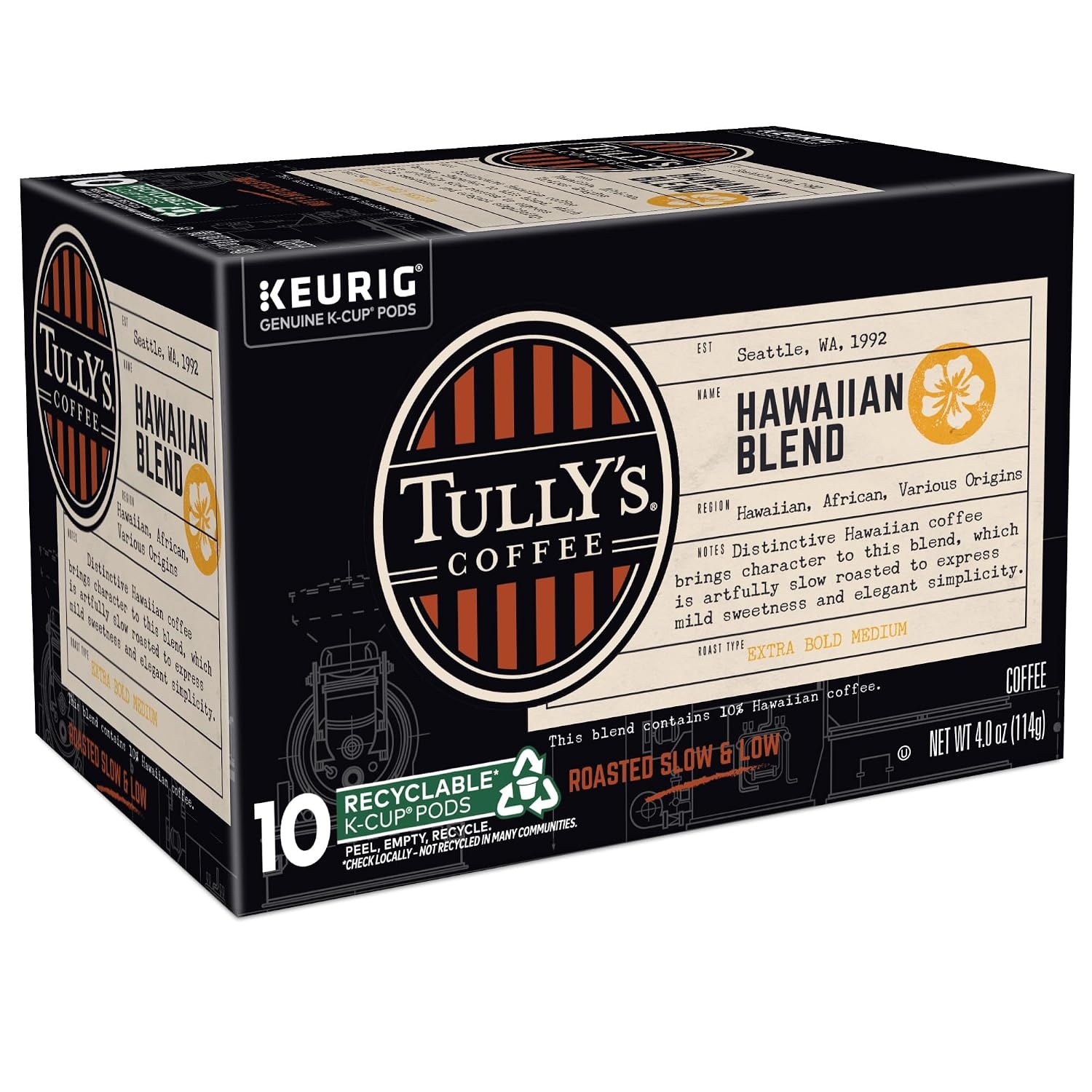 image:imageTullys Coffee Italian Roast Keurig SingleServe KCup Pods Dark Roast Coffee 96 CountHawaiian Blend