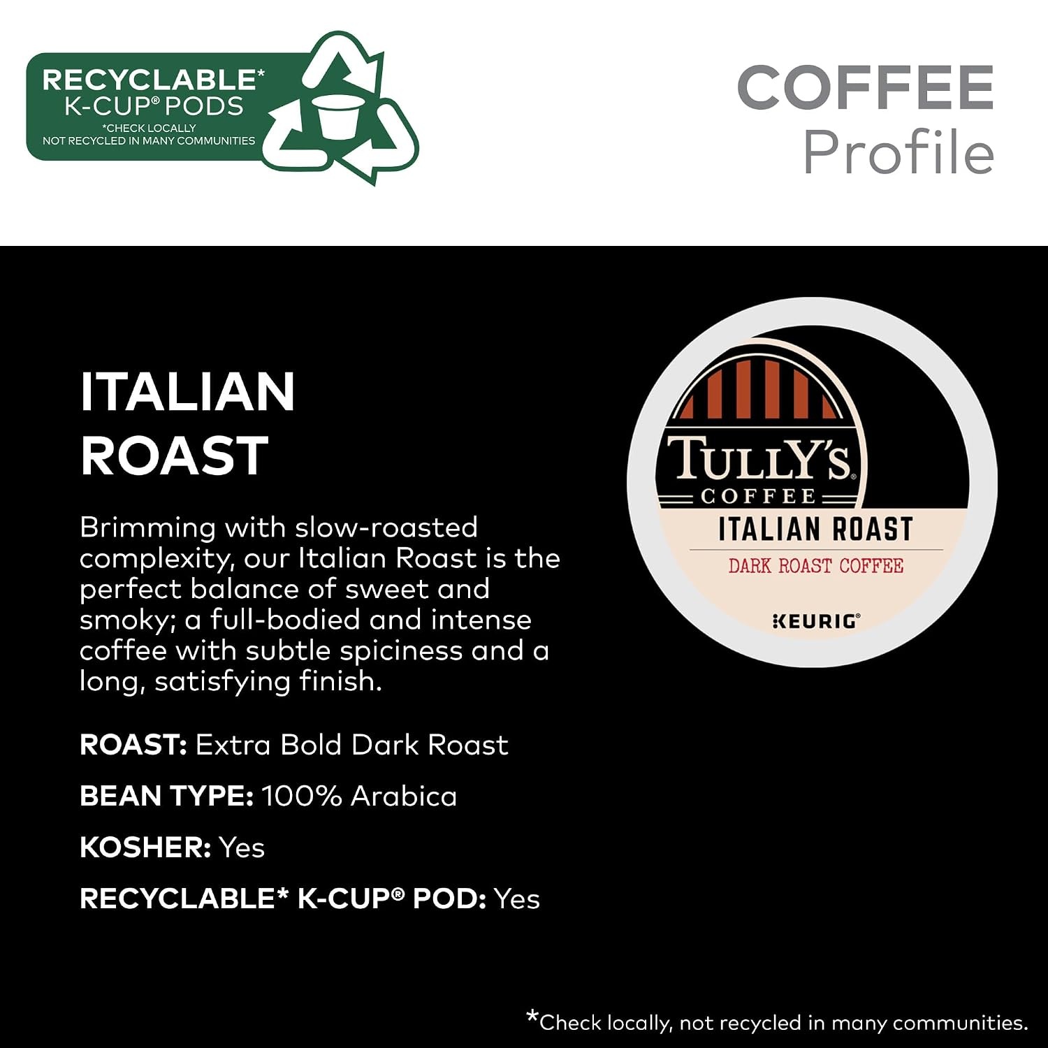 image:imageTullys Coffee Italian Roast Keurig SingleServe KCup Pods Dark Roast Coffee 96 CountItalian Roast