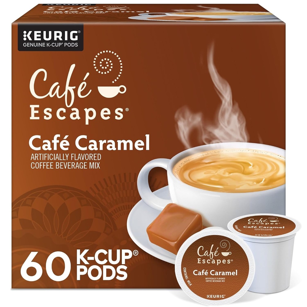 image:imageCafe Escapes Dark Chocolate Hot Cocoa Keurig SingleServe KCup Pods 96 CountCaf Caramel