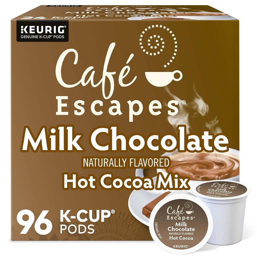 image:imageCafe Escapes Dark Chocolate Hot Cocoa Keurig SingleServe KCup Pods 96 CountMilk Chocolate