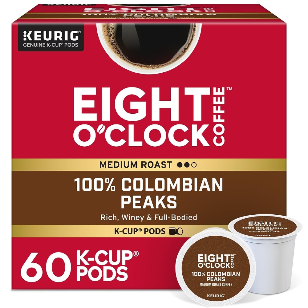 image:imageEight OClock Coffee Colombian Peaks SingleServe Keurig KCup Pods Medium Roast Coffee Pods 96 CountColombian Peaks