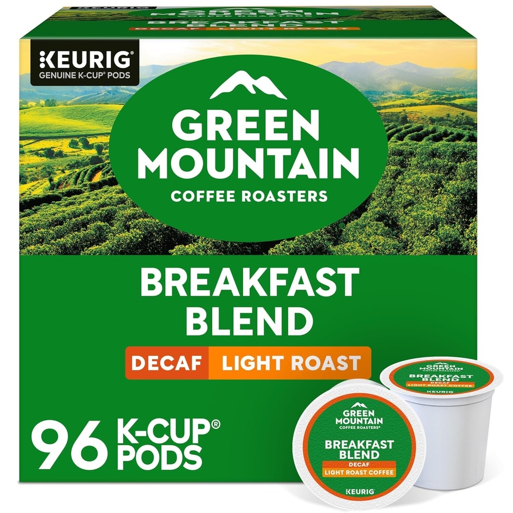 image:imageGreen Mountain Coffee Breakfast Blend Decaf Keurig SingleServe KCup pods Light Roast Coffee 96 CountDecaf Breakfast Blend