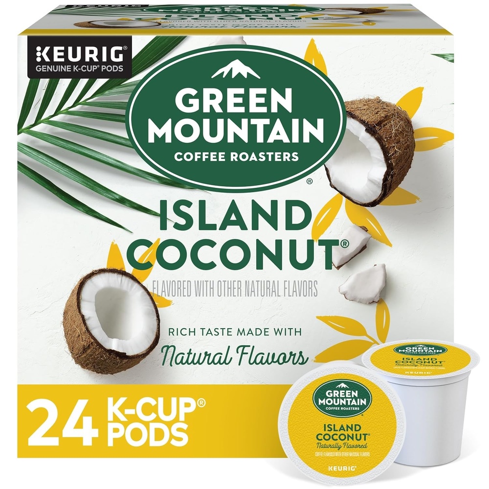 image:imageGreen Mountain Coffee Roasters Caramel Vanilla Cream Coffee Keurig SingleServe KCup pods Light Roast 96 CountIsland Coconut