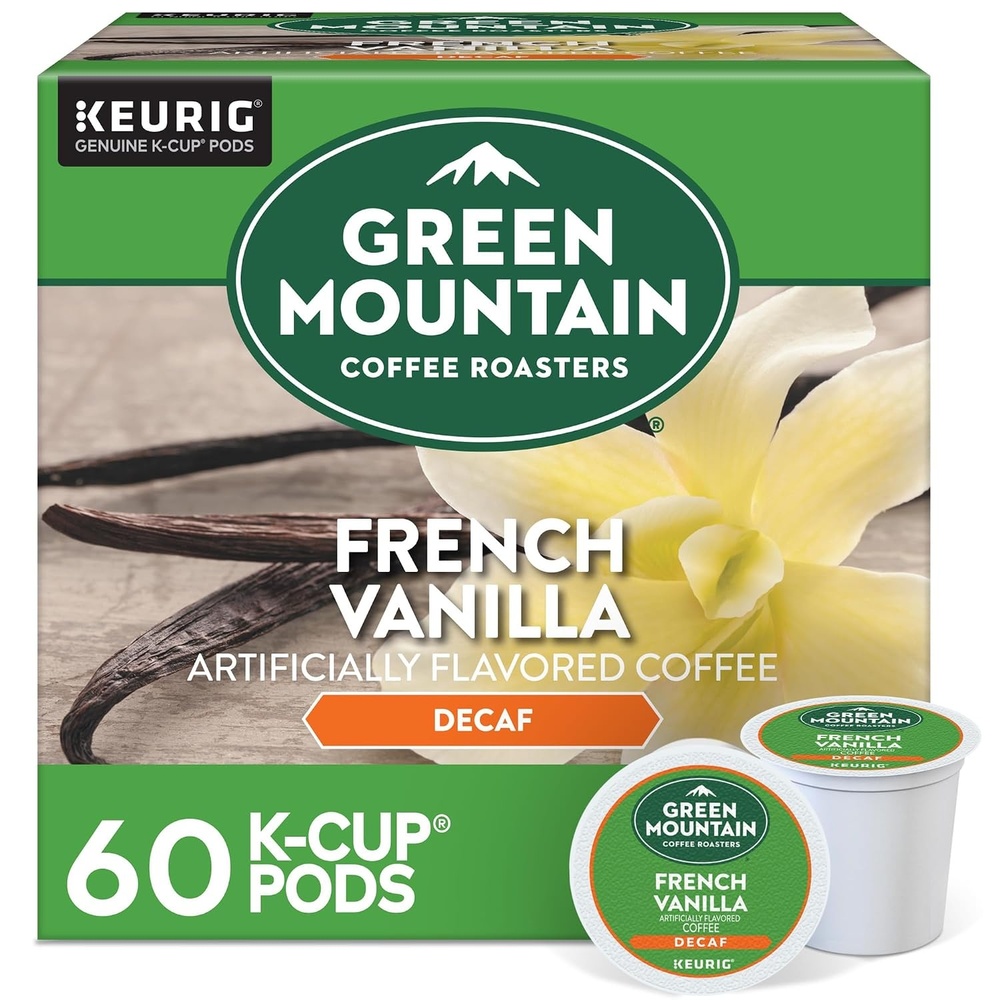 image:imageGreen Mountain Coffee Roasters Hazelnut Decaf SingleServe Keurig KCup Pods Flavored Light Roast Coffee Pods 96 CountFrench Vanilla