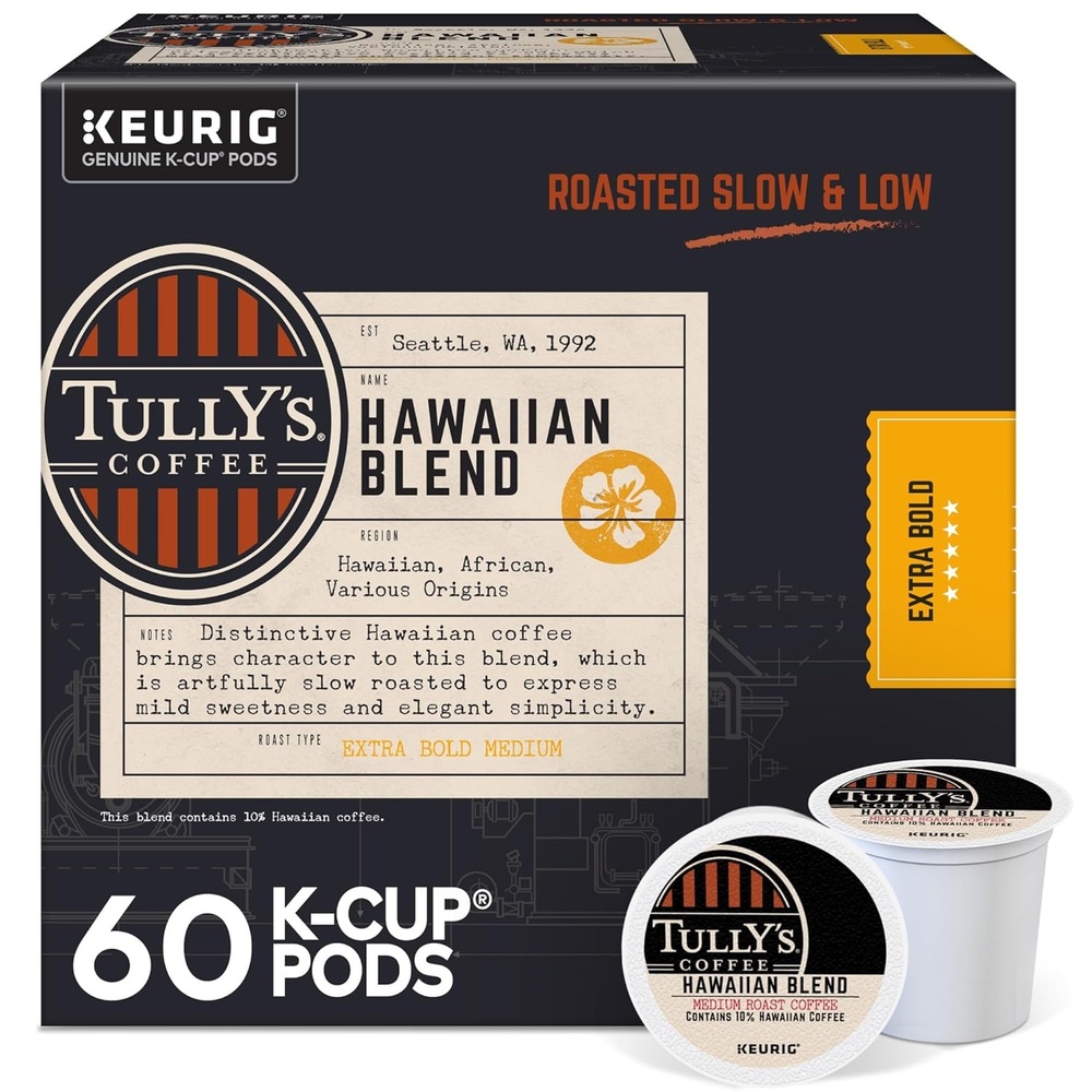 image:imageTullys Coffee Breakfast Blend Keurig SingleServe KCup Pods Light Roast Coffee 96 CountHawaiian Blend