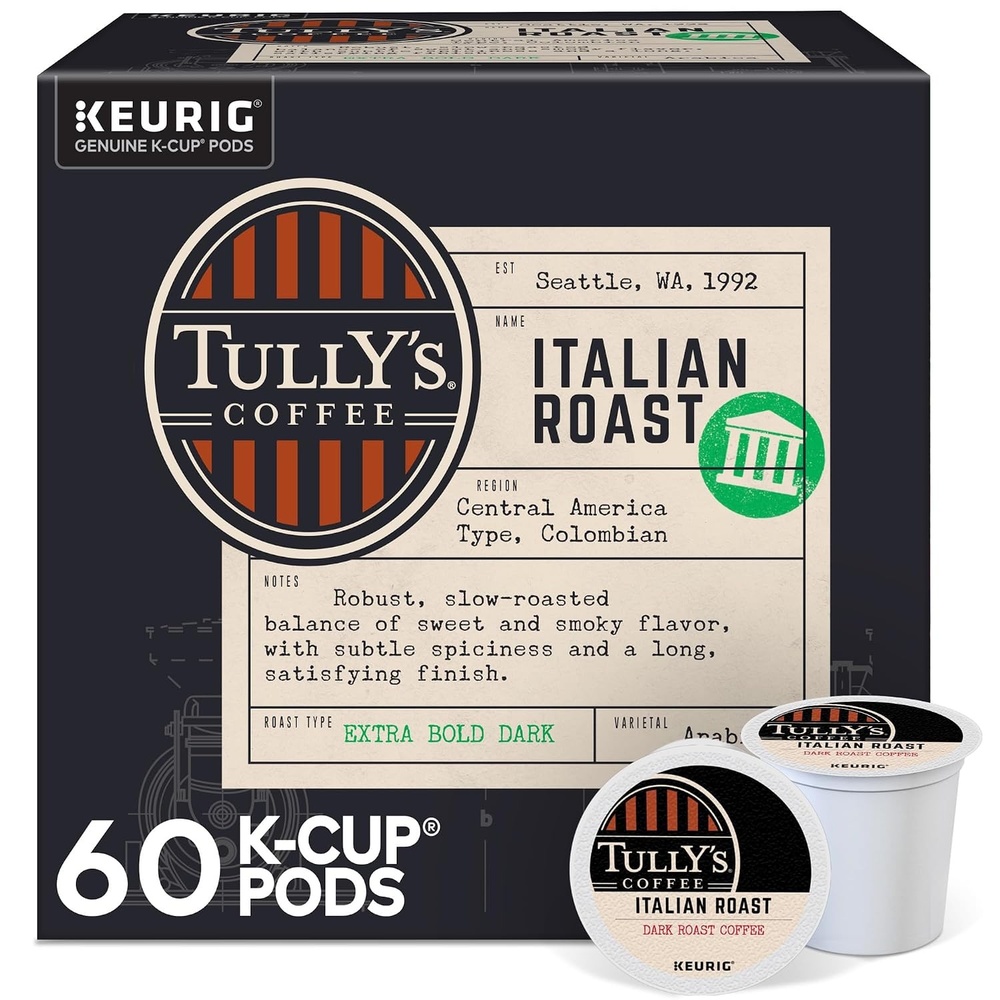 image:imageTullys Coffee Breakfast Blend Keurig SingleServe KCup Pods Light Roast Coffee 96 CountItalian Roast