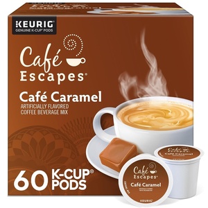 Cafe Escapes Dark Chocolate Hot Cocoa, Keurig Single-Serve K-Cup Pods, 96 Count(Café Caramel)