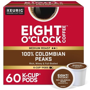 Eight O’Clock Coffee Colombian Peaks Single-Serve Keurig K-Cup Pods, Medium Roast Coffee Pods, 96 Count(Colombian Peaks)